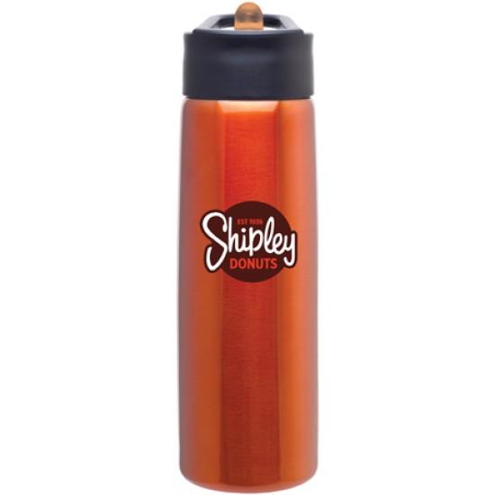 Custom Logo 24 Oz. H2go Hydra Orange Stainless Steel Bottle