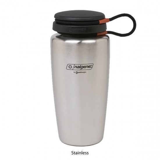 Custom Logo 32 Oz. Stainless Steel Nalgene Backpacker Bottle w/ Black Closure Attached