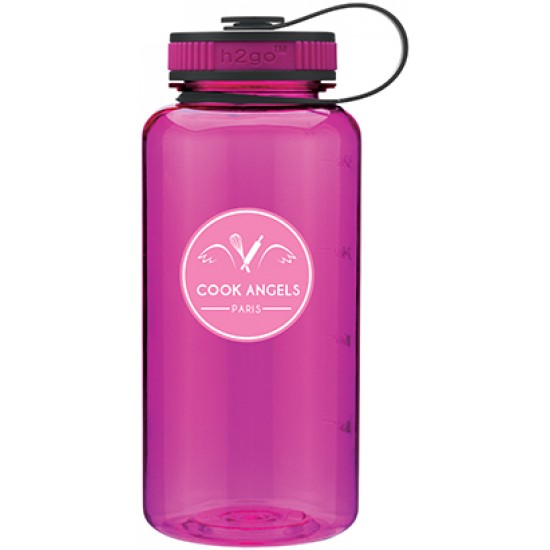 Custom Logo 34 Oz. H2go Fuchsia Wide Water Bottle w/2-Tone Lid