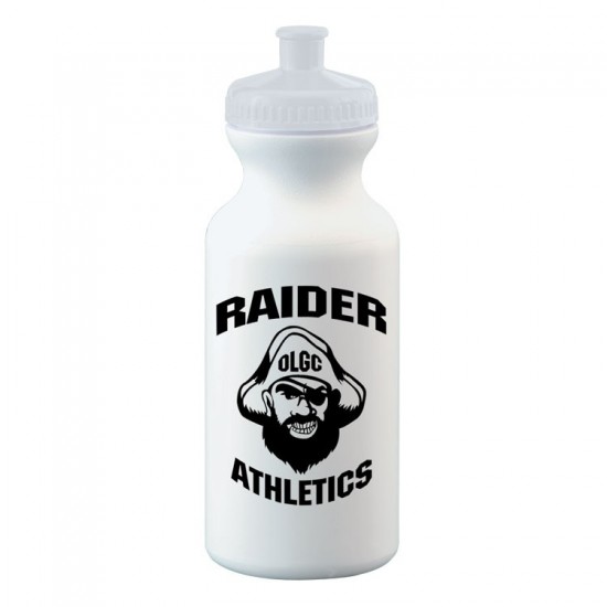 Custom Logo 20 Oz. White Economy Bike Bottle w/ Solid Push Pull Lid