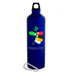 Custom Logo 25 Oz. Aluminum Blue Sport Bottle with Carabiner (Screen Printed) Custom Logo 25 Oz. Aluminum Blue Sport Bottle with Carabiner (Screen Printed)