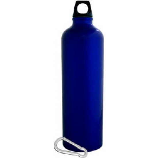 Custom Logo 25 Oz. Aluminum Blue Sport Bottle with Carabiner (Screen Printed)