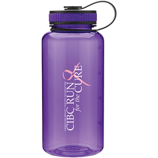 Custom Logo 34 Oz. H2go Purple Wide Water Bottle w/2-Tone Lid