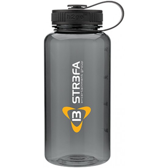 Custom Logo 34 Oz. H2go Graphite Wide Water Bottle w/2-Tone Lid