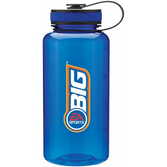 Custom Logo 34 Oz. H2go Blue Wide Water Bottle w/2-Tone Lid