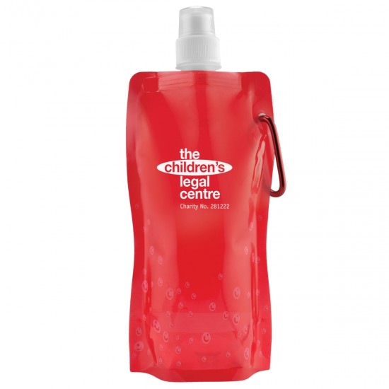 Custom Logo 18 Oz Foldable Water Bottle w/ Matching Carabiner